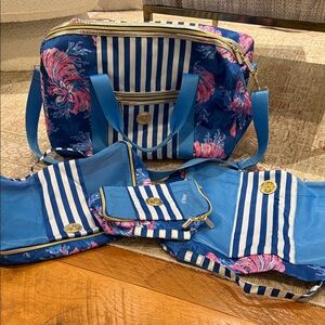 Lilly Pulitzer Vibrant Blue and Pink Travel Bag